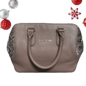 Bebe Women’s Handbag Purse Snake Print Beige